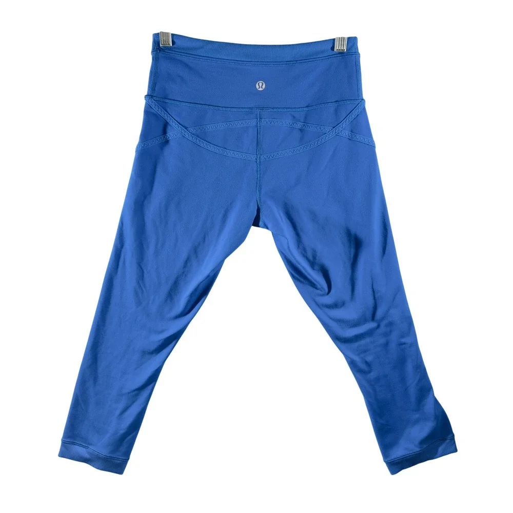 423 | Lululemon Luxtreme Women 4 High Rise Mesh Panel Crop Leggings Blue